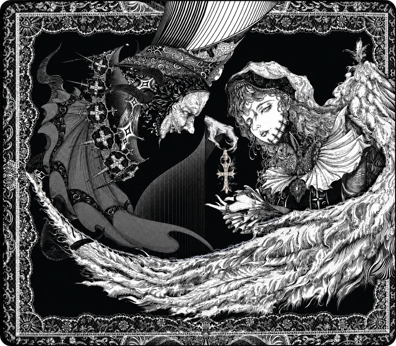 Eclipsed Covenant – Gothic Monochrome Mousepad 40 x 45 cm 4 mm thickness