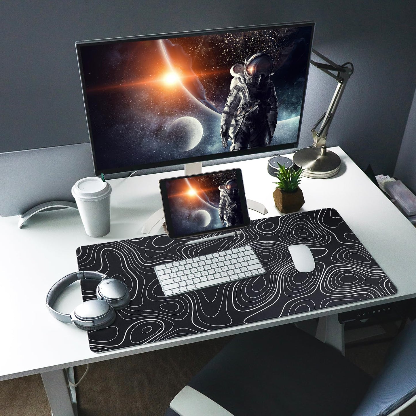 Black Topography Deskmat- 2 MM thickness 90 X 40 cm