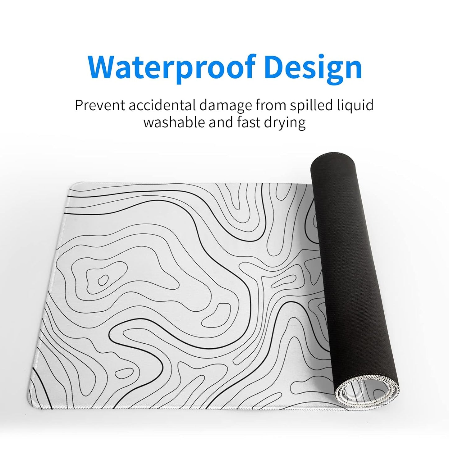 White Topography Deskmat- 2MM Thickness