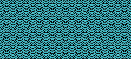 Japanese Cloud Deskmat - Blue and black