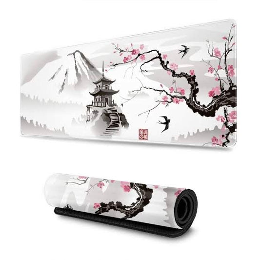 Japanese Cherry Blossom White Gaming Mouse Pad 60 x 30 cm 2mm