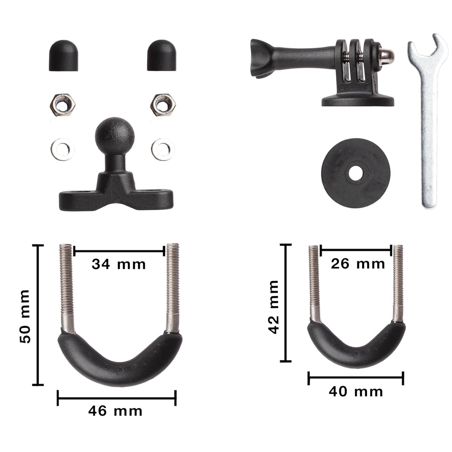 Motowolf Action Camera Holder for Motorcycle Handlebar Mount