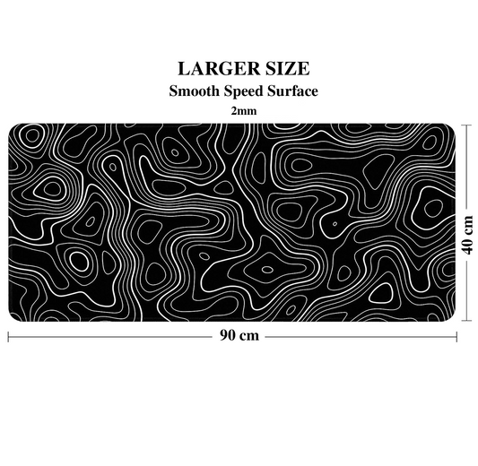 XXL Black Topography Deskmat- 2 MM thickness 90 X 40 cm