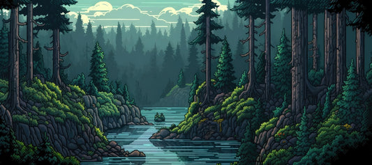 Pixel Pinescape Deskmat