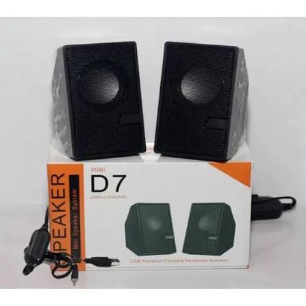 Mini D7 Multimedia Speaker with 3.5 Aux Connectivity,USB Powered and Volume Control Laptop/Desktop Speaker (Black, 2.0 Channel) 5 W Laptop/Desktop Speaker (Black)