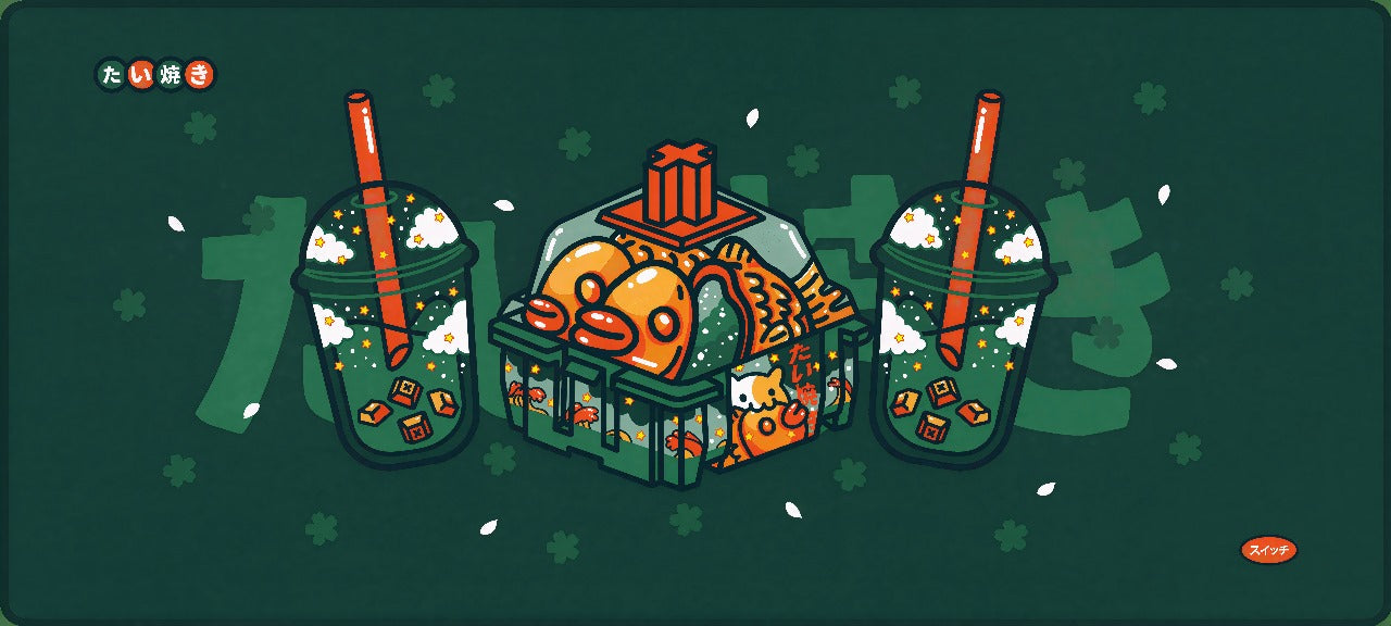 Taiyaki & Bubble Tea Delight Deskmat (Green)