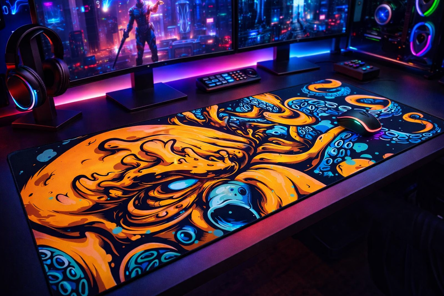 Neon Kraken Deskmat -120cm x 60cm 3 mm thickness