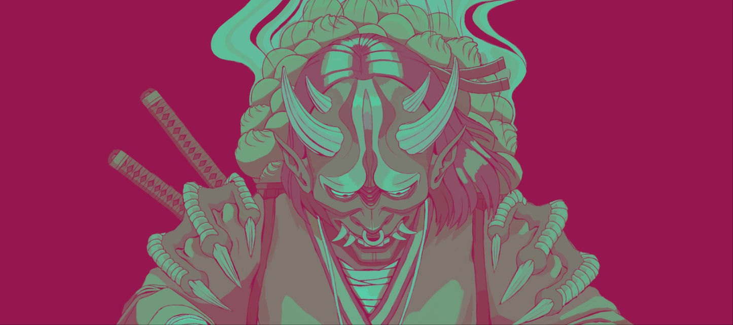 Oni Samurai Neon Deskmat