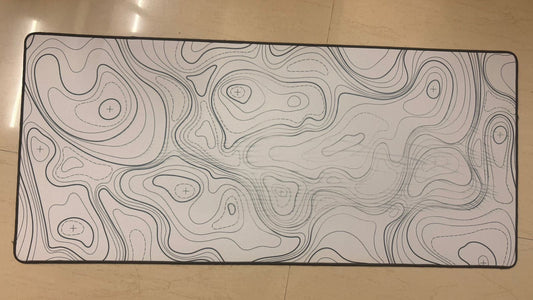 White Topography control Deskmat - 90x40 cm 4 mm thickness