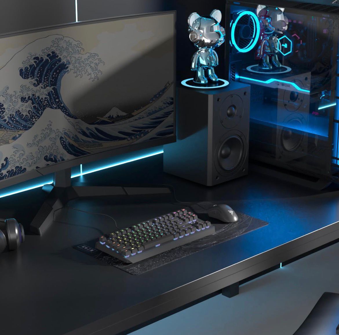 The Great Wave Deskmat (Black)