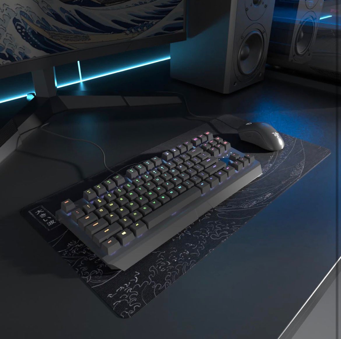 The Great Wave Deskmat (Black)