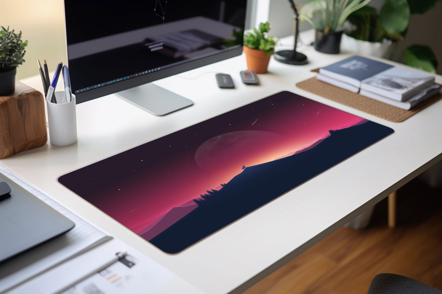 Pink Sunset Landscape Desk Mat